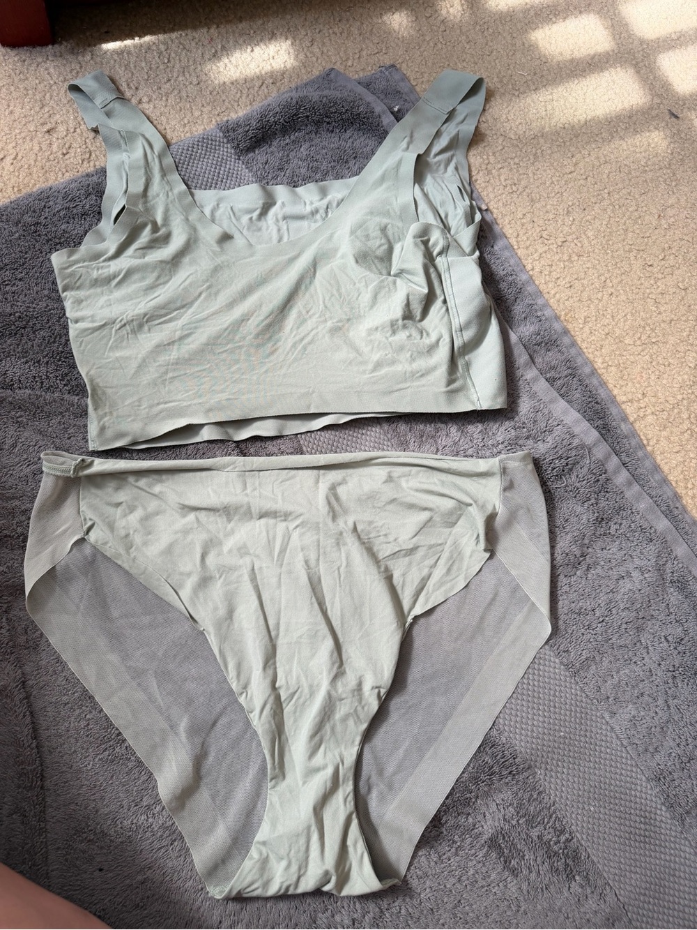 Light Sage Seamless Bralette & Bikini Set - Women Intimates